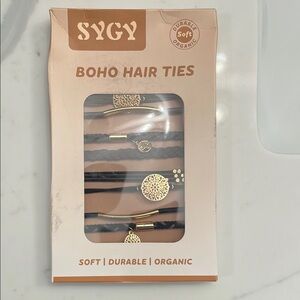 Organic Grey, Black and Gold Boho Hair Ties